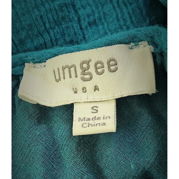 Umgee Sleeveless Gauze Mini Dress Teal  Tassel Fringe Crochet Small Boho Summer - Picture 7 of 9